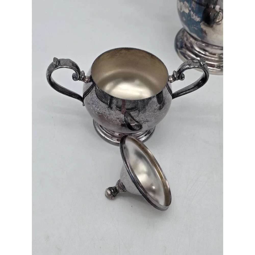 Vintage Silverplate Kent Silversmith Coffee /Tea Pot Set with Creamer and Sugar